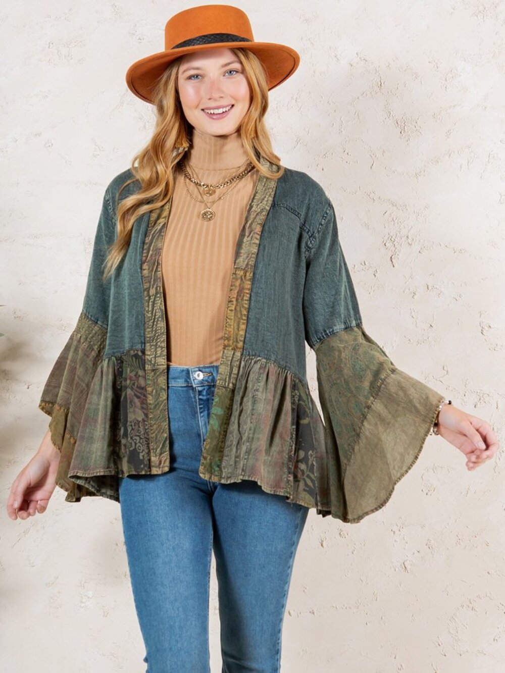Western Boho Chic Tiered Patchwork Top